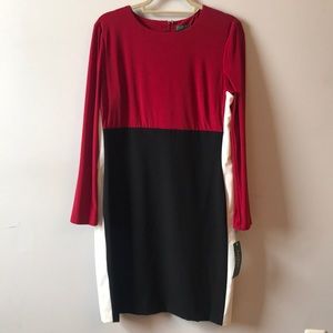 Plus Size (14) Red, Ivory & Black Dress - LAUREN
